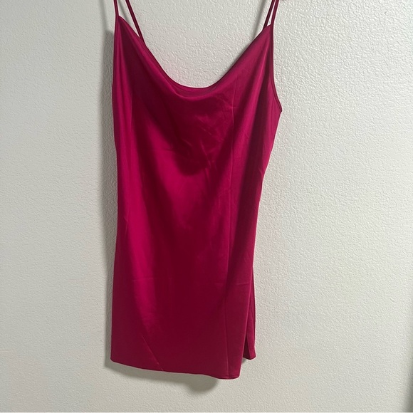 Forever 21 Hot Pink Satin Slip Mini Dress Women’s Size M - Picture 10 of 14